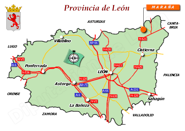 Mapa de la provincia de León